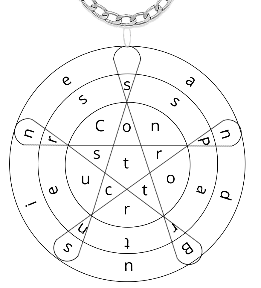 Una cadena con un logo de Constructor and Business Partners colgándole