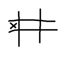 La misma cuadrícula de la imagen anterior con una equis dibujada en la primera columna en la segunda fila