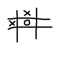 La misma cuadrícula de la imagen anterior con una equis dibujada en la primera columna en la segunda fila