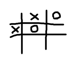 La misma cuadrícula de la imagen anterior con una equis dibujada en la primera columna en la segunda fila