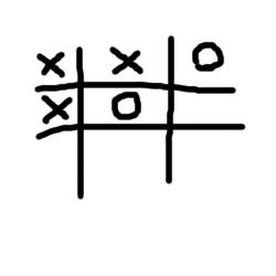 La misma cuadrícula de la imagen anterior con una equis dibujada en la primera columna en la segunda fila